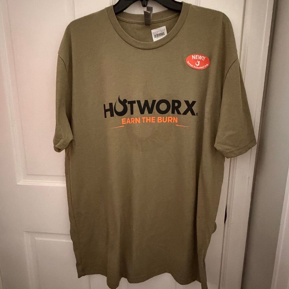 Hotworx Unisex Olive green Tshirt Sz XL NWOT Shirt Sleeved Sweat Activated